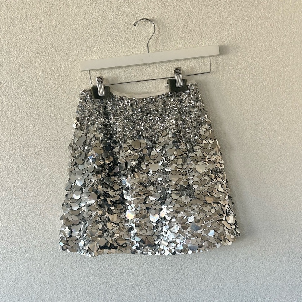 Aje Celeste Sequin Shell Top & Cherie Mini Skirt Set in Silver - Picture 7 of 11